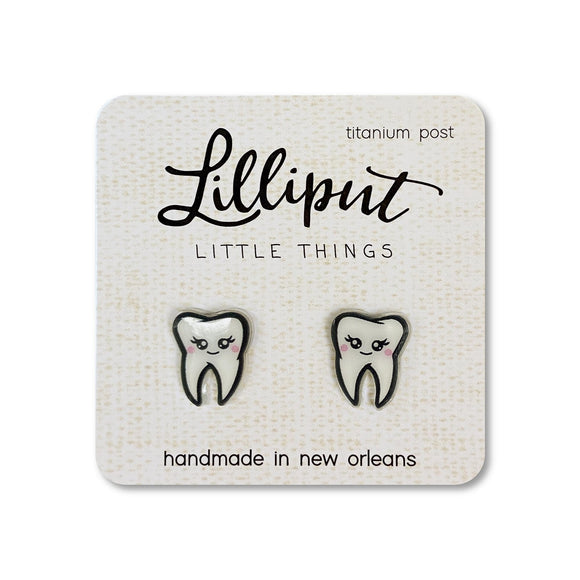 Cute Tooth Titanium Post Earrings