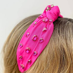 Top Knot Jewel Headband in Fuschia