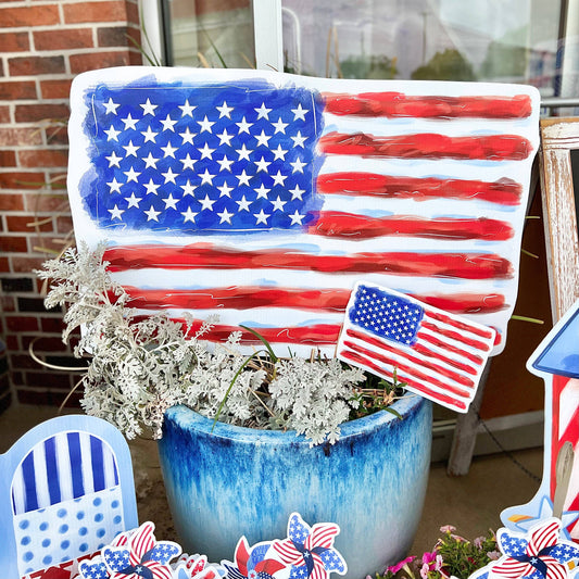 Songbird Grove Collection - Large American Flag Garden Stake