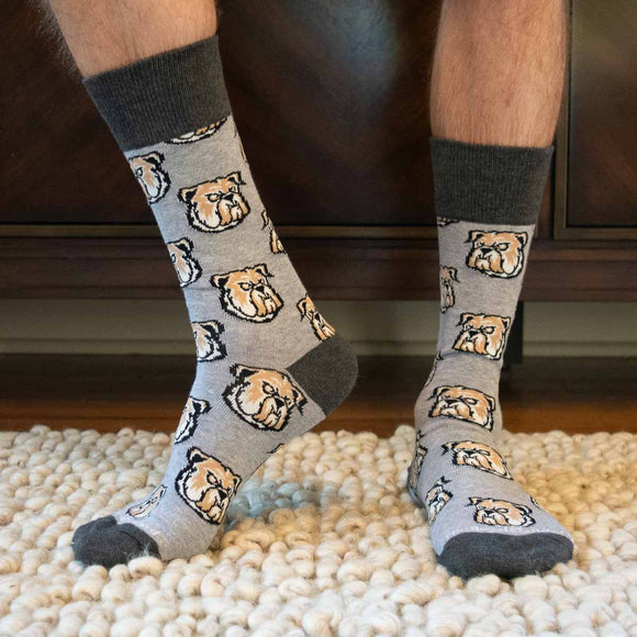 Men's Bulldog Socks in Gray/White