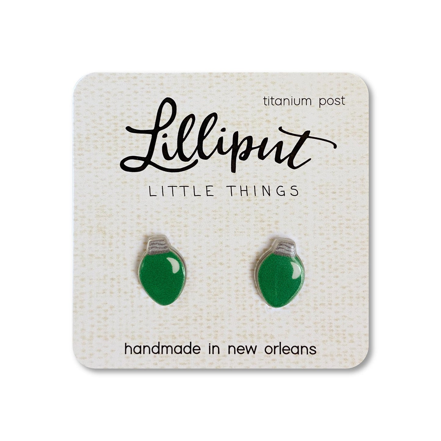 Lilliput- Christmas Light Bulb Earrings in Green