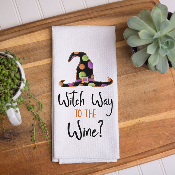 Witch Way To The Wine Kitchen Tea Towel