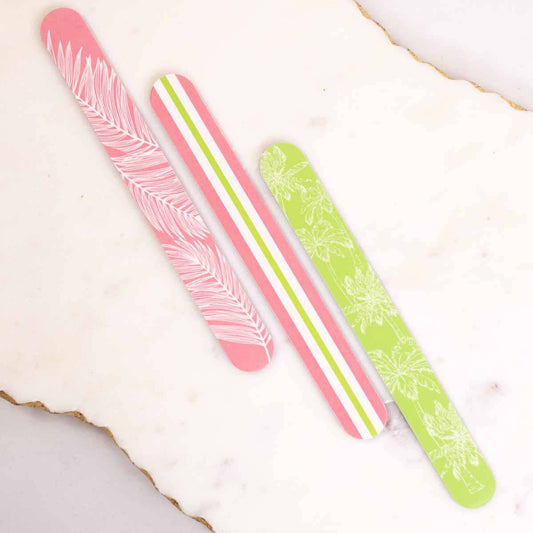 The Royal Standard - Talk to the Palm Nail Files    Light Pink/Lime   7x1x.16   Set of 3