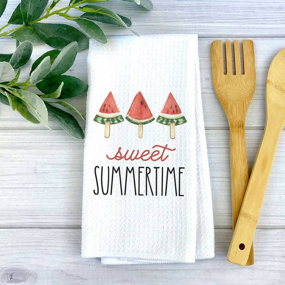 Summer Time Watermelon Kitchen Towel, Dish Towel, Summer