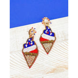 Patriotic Ice Cream Beaded Dangle Earrings