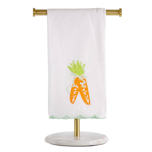 The Royal Standard - Carrot Scallop Edge Hand Towel   White/Orange/Light Blue   20x28
