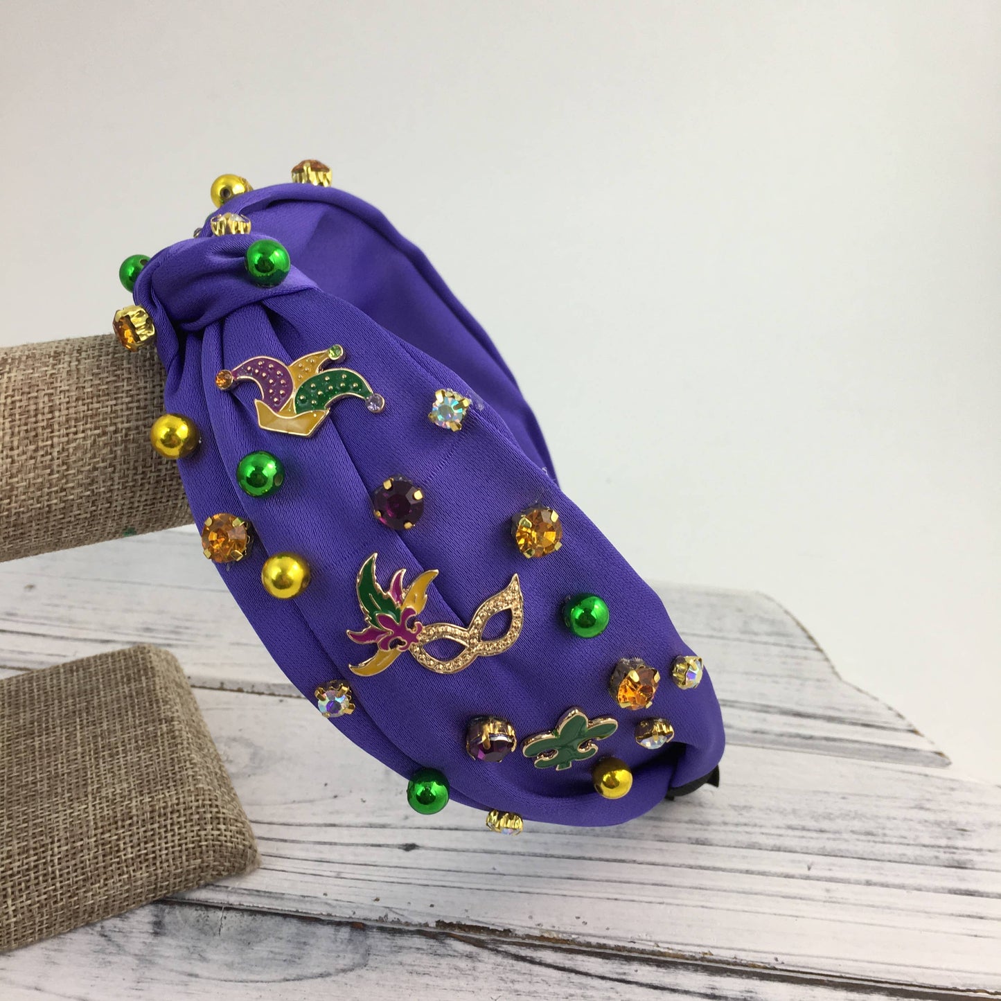SongLily - Mardi Gras purple headband with charms