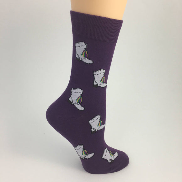 SongLily - Mardi Gras white marching boot socks