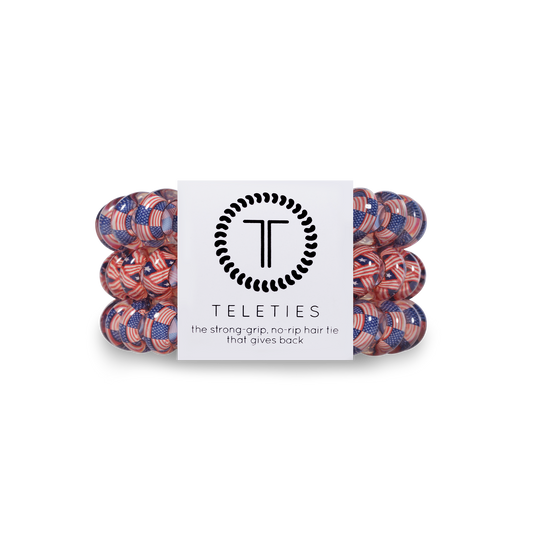 TELETIES - Stars and Stripes - Large Spiral Hair Coils, Hair Ties