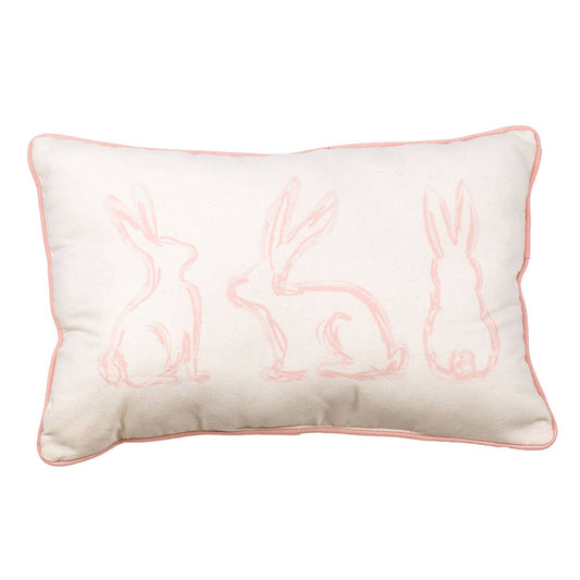 The Royal Standard - Lily Belle Bunny Lumbar Pillow   Soft White/Pink   13x20