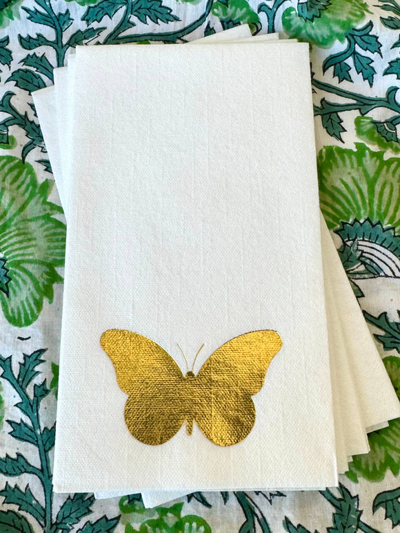 HapBee Paperie - Butterfly Linun Guest Towels/Napkins - Gold