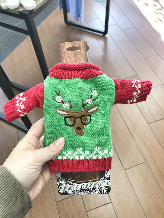 Tacky Christmas Reindeer Wine Bottle Sweater