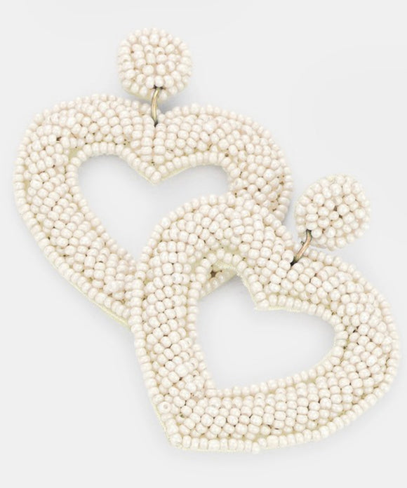 Ivory Heart Drop Earrings