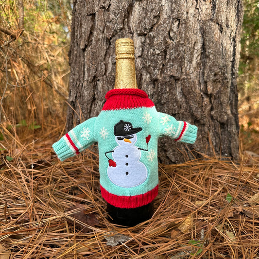 Snowman Wine Bottle Tacky Sweater
