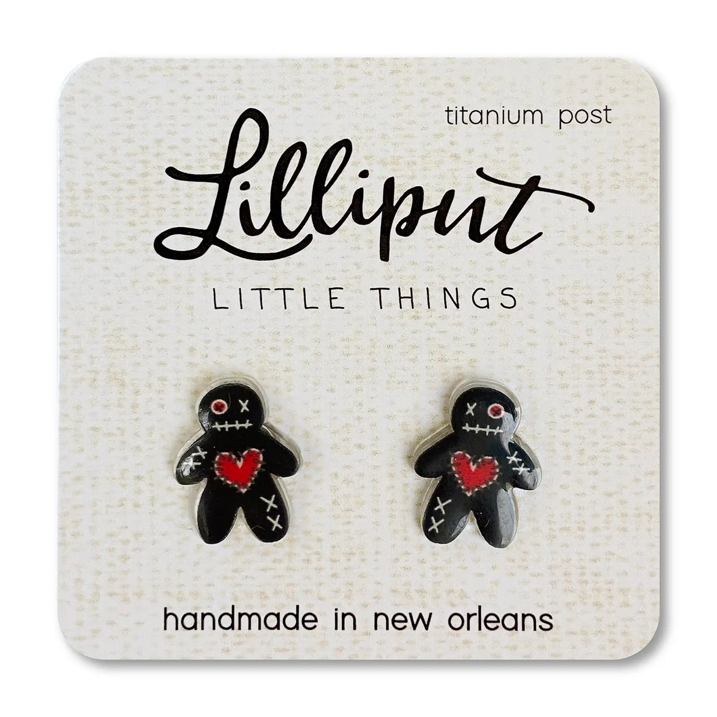 Lilliput- Voodoo Doll Titanium Post Earrings