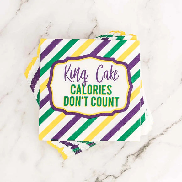King Cake Calories Cocktail Napkins Yellow/Purple/Green 5