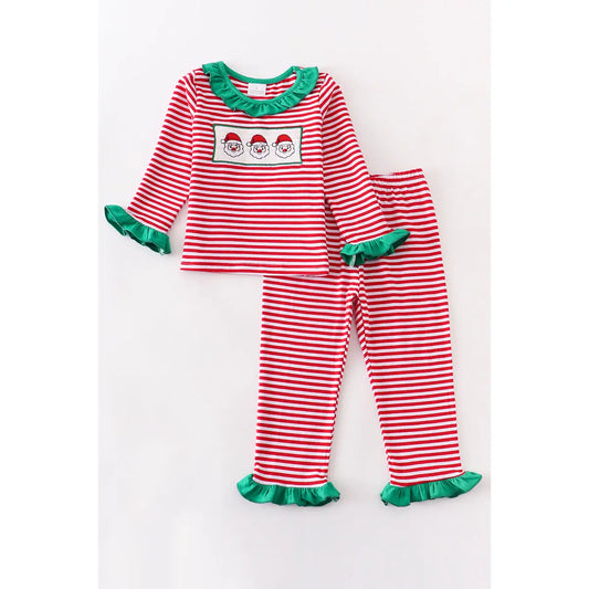 Red Stripe Santa Smocked Pajama Set