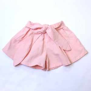 Tie Front Flare Shorts in Pink