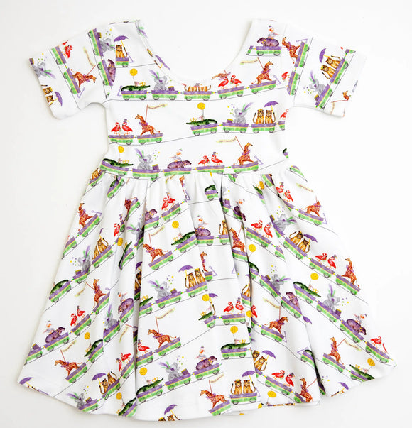 Mardi Gras Jungle Krewe Organic Cotton Twirl Dress