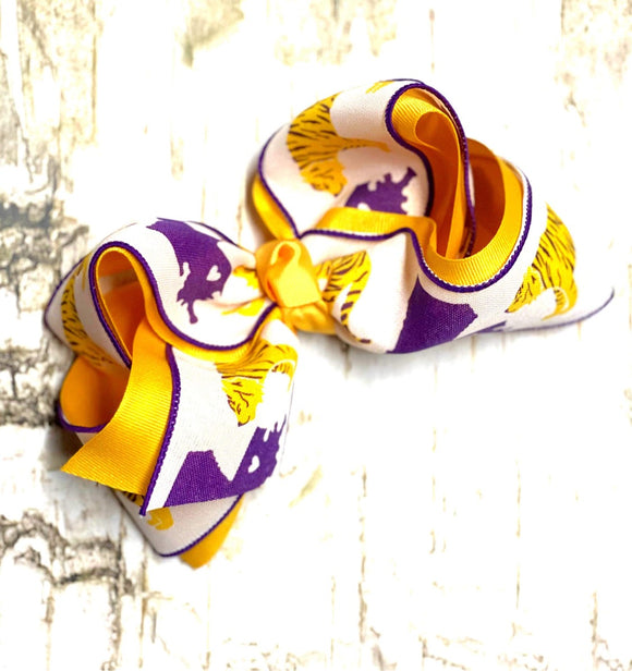 LSU Gold Twisted Bow with Alligator Clip