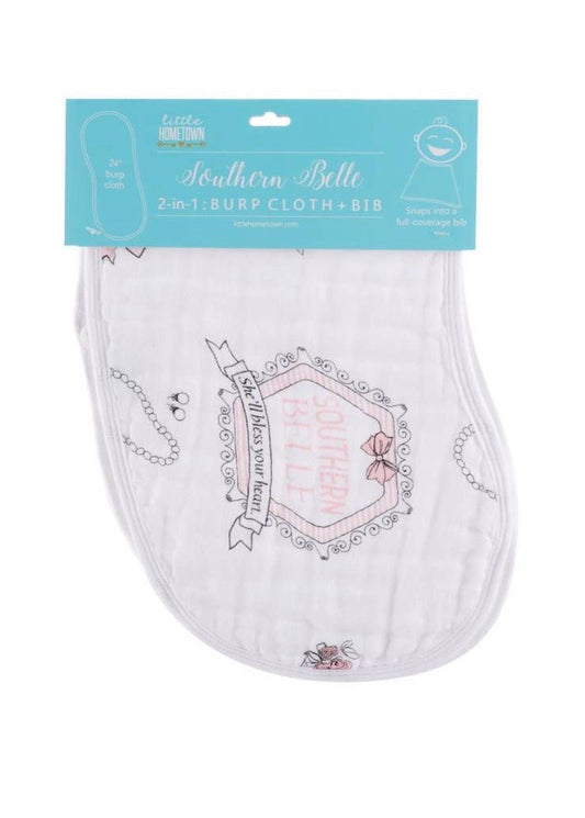 Southern Belle 2-in-1 Burp Cloth/Bib