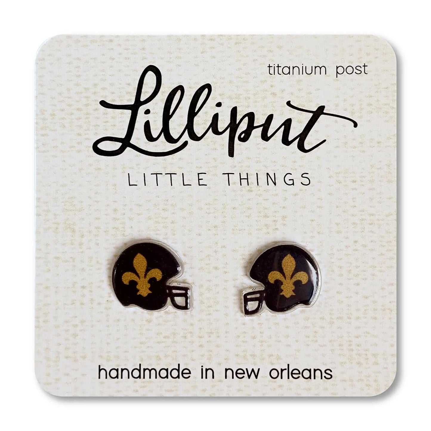 Lilliput- Fleur de Lis Helmet Titanium Post Earrings