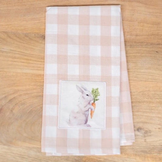 Gingham Peter Bunny Hand Towel Pink/White 20x28