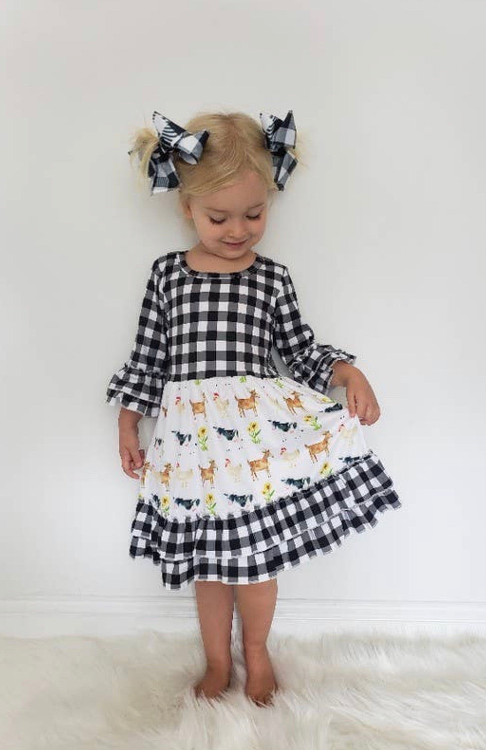 Clover Cottage- Plaid on the Farm Dress