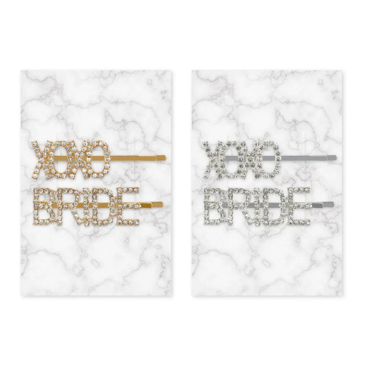 XOXO Bride Rhinestone Bridal Party Word Hair Clips