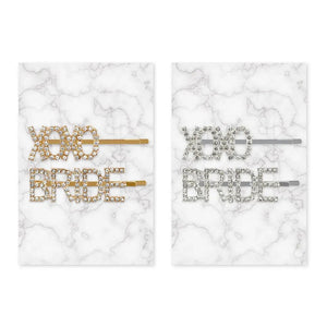 XOXO Bride Rhinestone Bridal Party Word Hair Clips