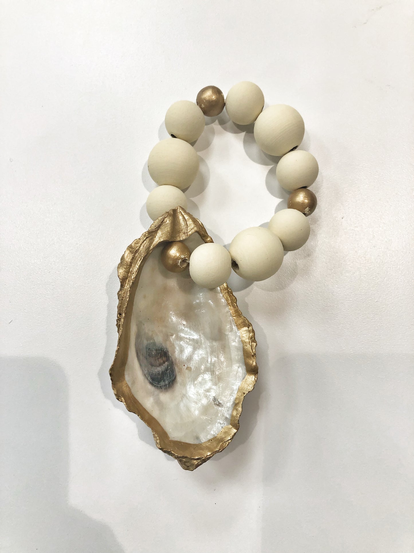 Kourtney Leto- Oyster Cream & Gold Large Beads