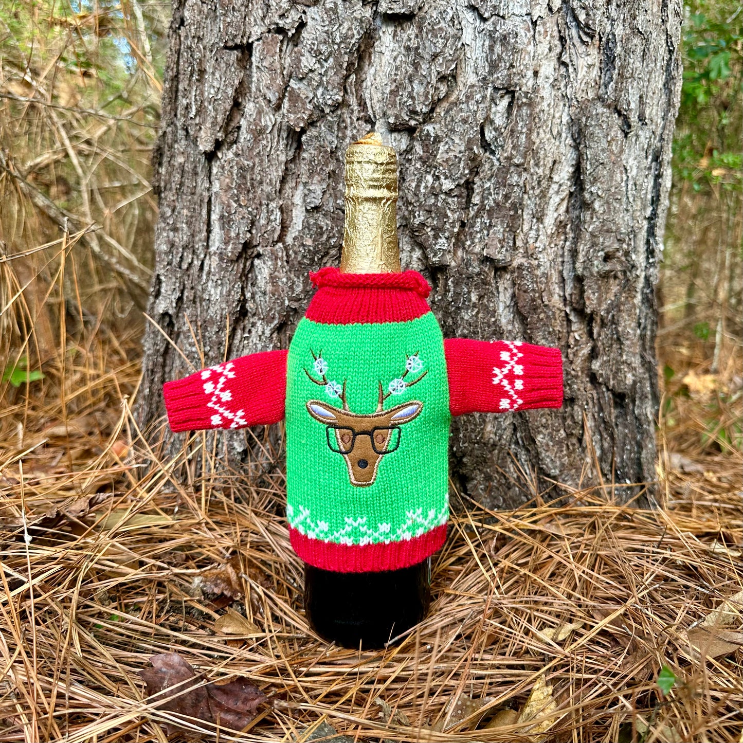 Tacky Christmas Reindeer Wine Bottle Sweater