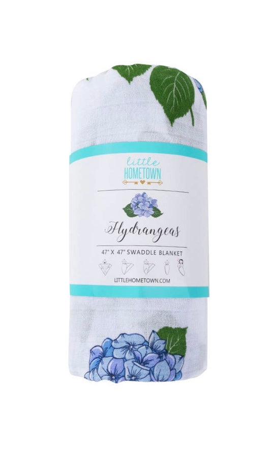 Little Hometown- 
Hydrangeas Swaddle Blanket