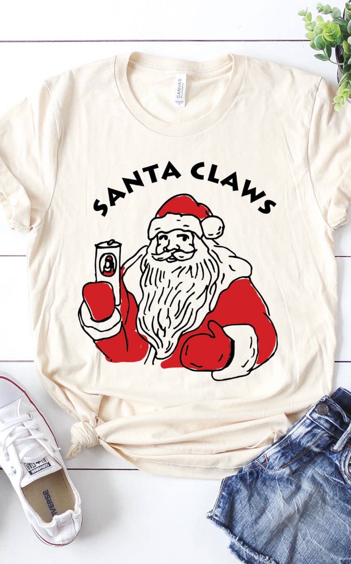 Santa Claws Drink in Hand Tee