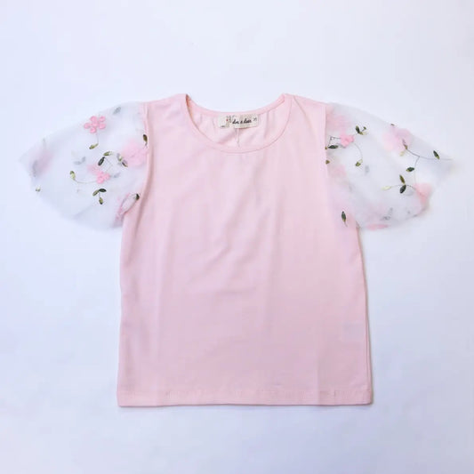 Doe a Dear- Fairy Floral Sleeves Tee in Pink