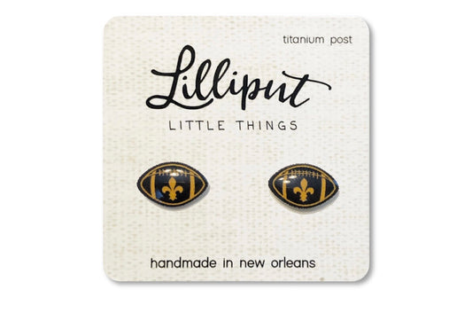 Lilliput- 
Fleur de Lis Football Titanium Earrings