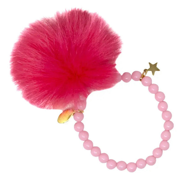 Jumbo Pom Pom Bead Bracelet in Pink
