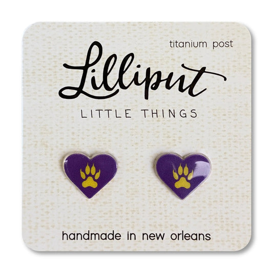 Lilliput- Tiger Paw Heart Titanium Post Earrings