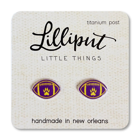 Lilliput- Football Tiger Paw Titanium Post Earrings